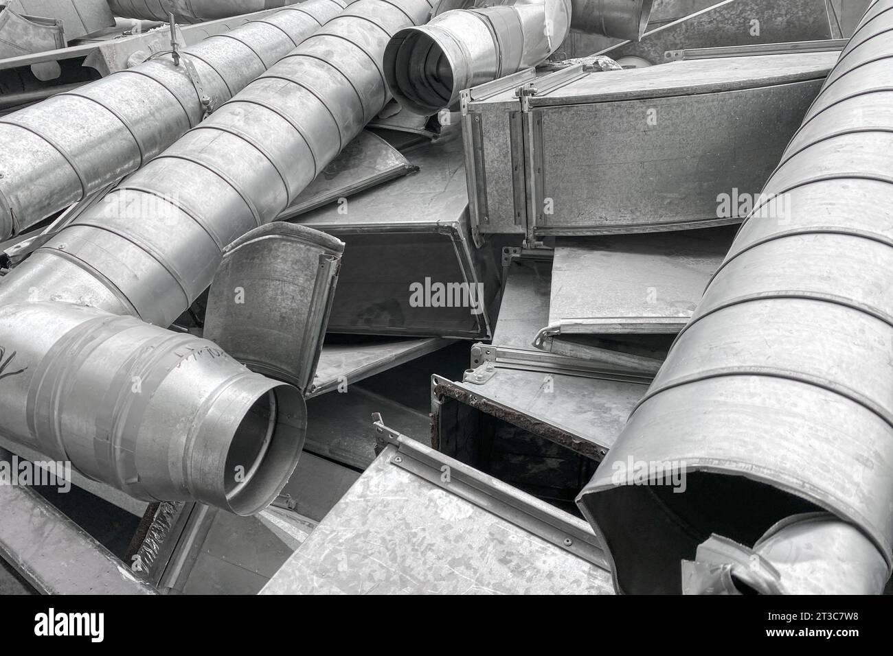 construction site, a system of metal tubes for air circulation and