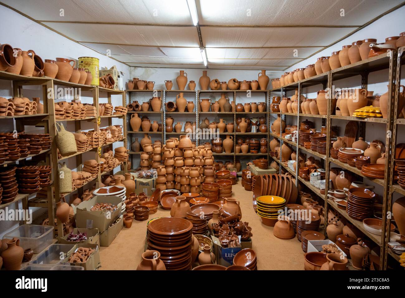 hand made pottery drying before the first firing at a Pottery Factory