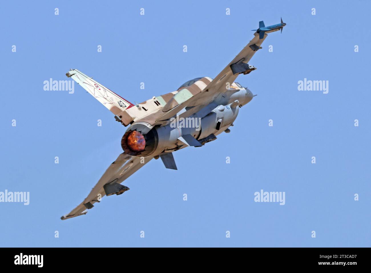 An Israeli Air Force F-16I Sufa taking off. Stock Photo
