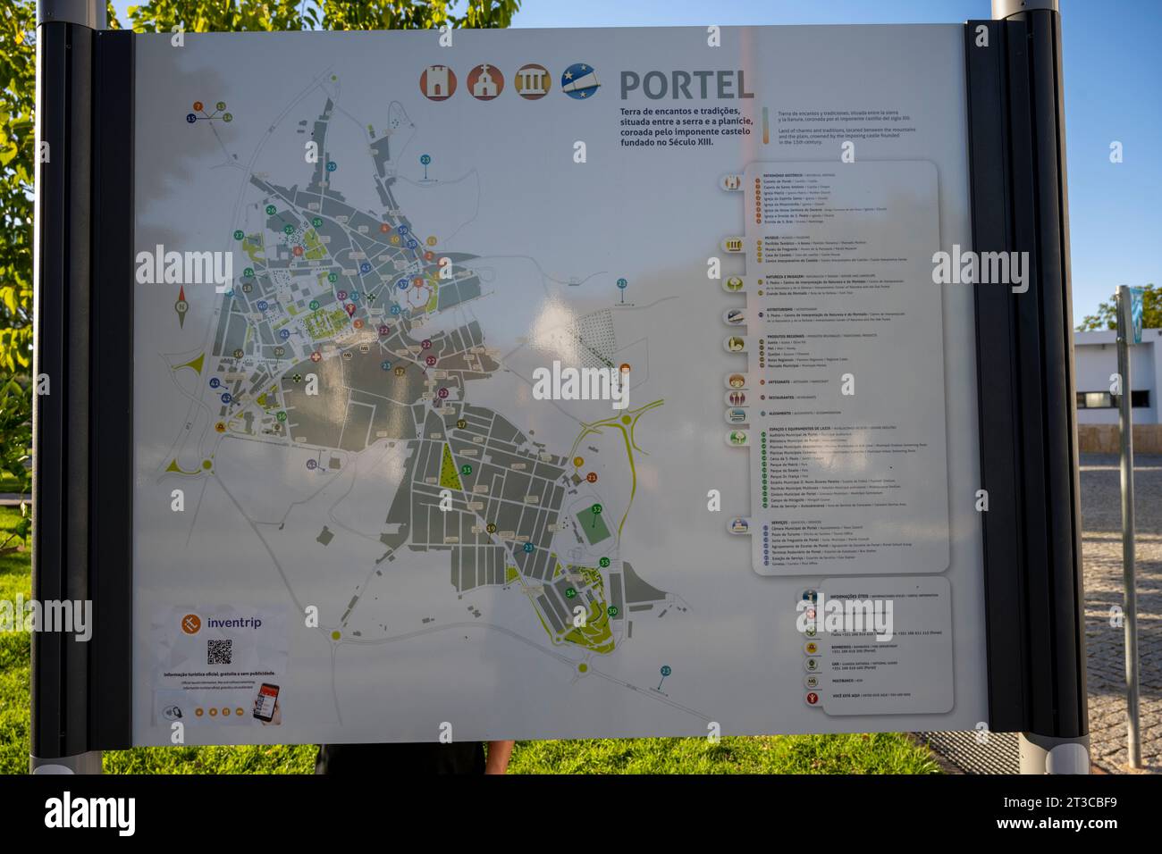 map of Portel Alentejo, Portugal. Portel is a municipality Alentejo, Portugal. Stock Photo
