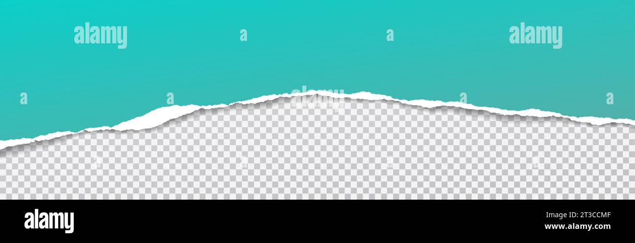 Piece of torn turquoise paper is on white transparent background for ...