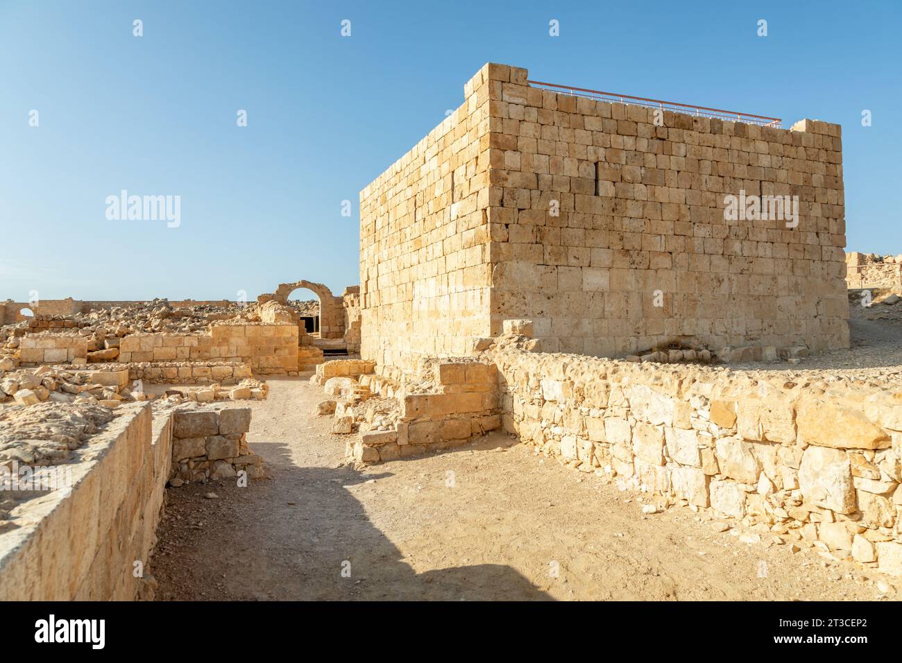 Ancient Roman watch tower near Nabataean city Avdat, Negev desert, Israel Stock Photo