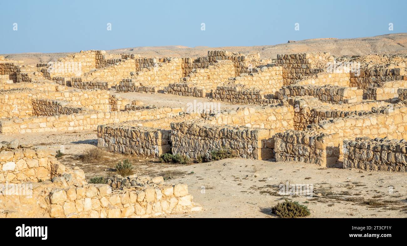 Ancient Roman camp near Nabataean city Avdat, Negev desert, Israel Stock Photo