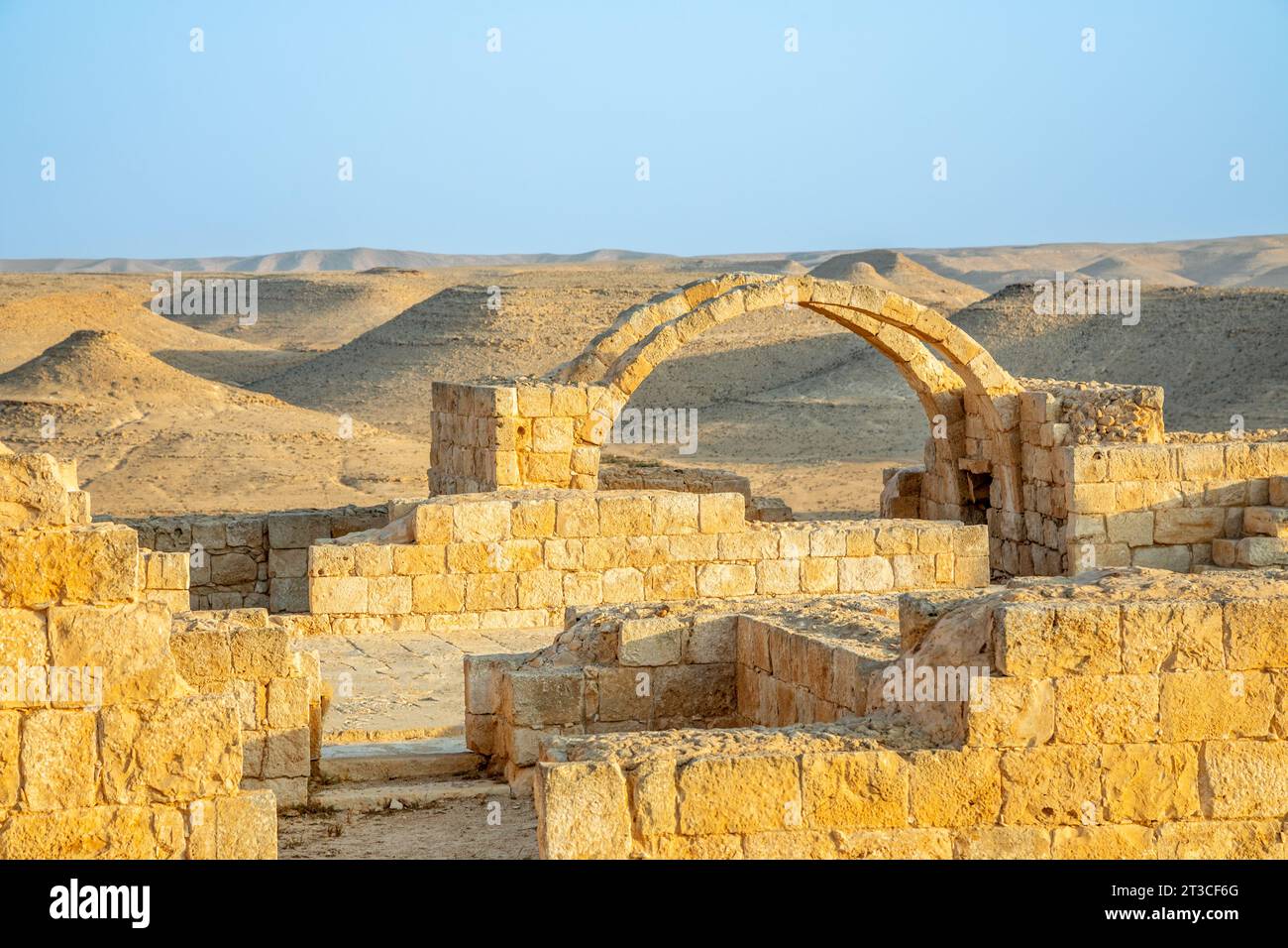Ruins of ancient Roman villa near Nabataean city Avdat, Negev desert, Israel Stock Photo