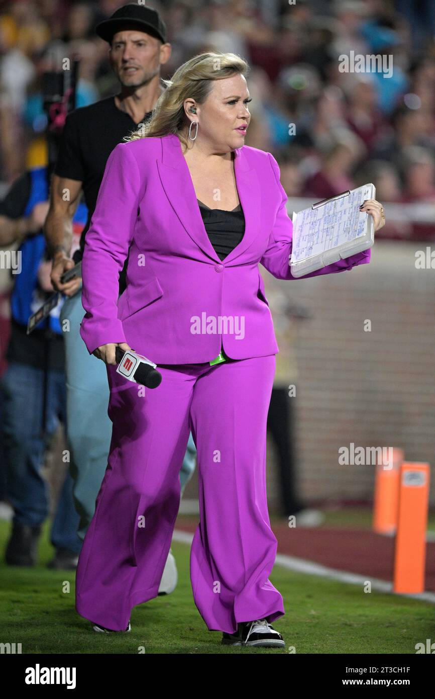 ESPN Sideline Reporter Holly Rowe Walks Behind The End Zone During The