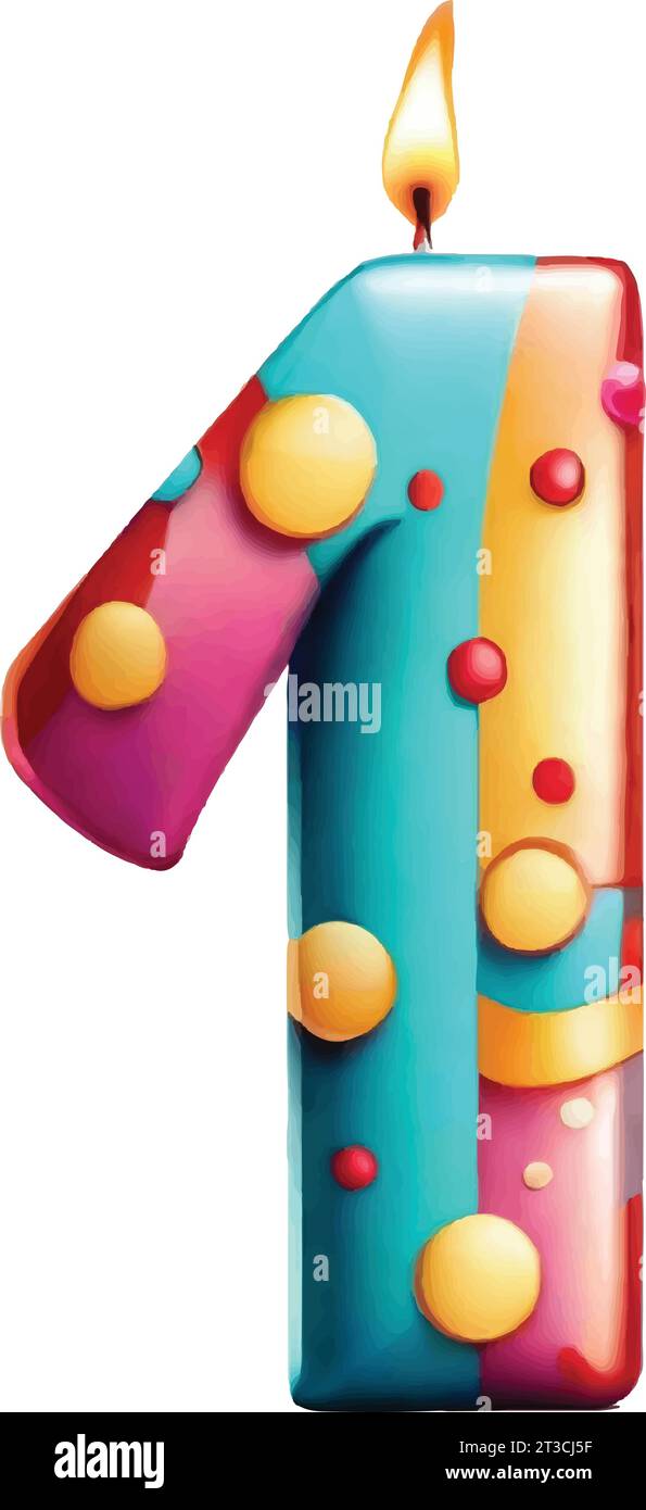 Number One For Birthday With Candle Vector Stock Vector