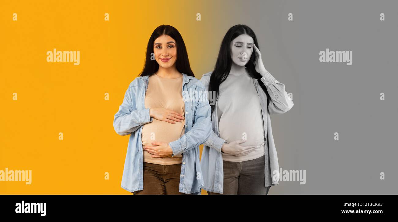 Happy sad woman balance hi-res stock photography and images - Alamy