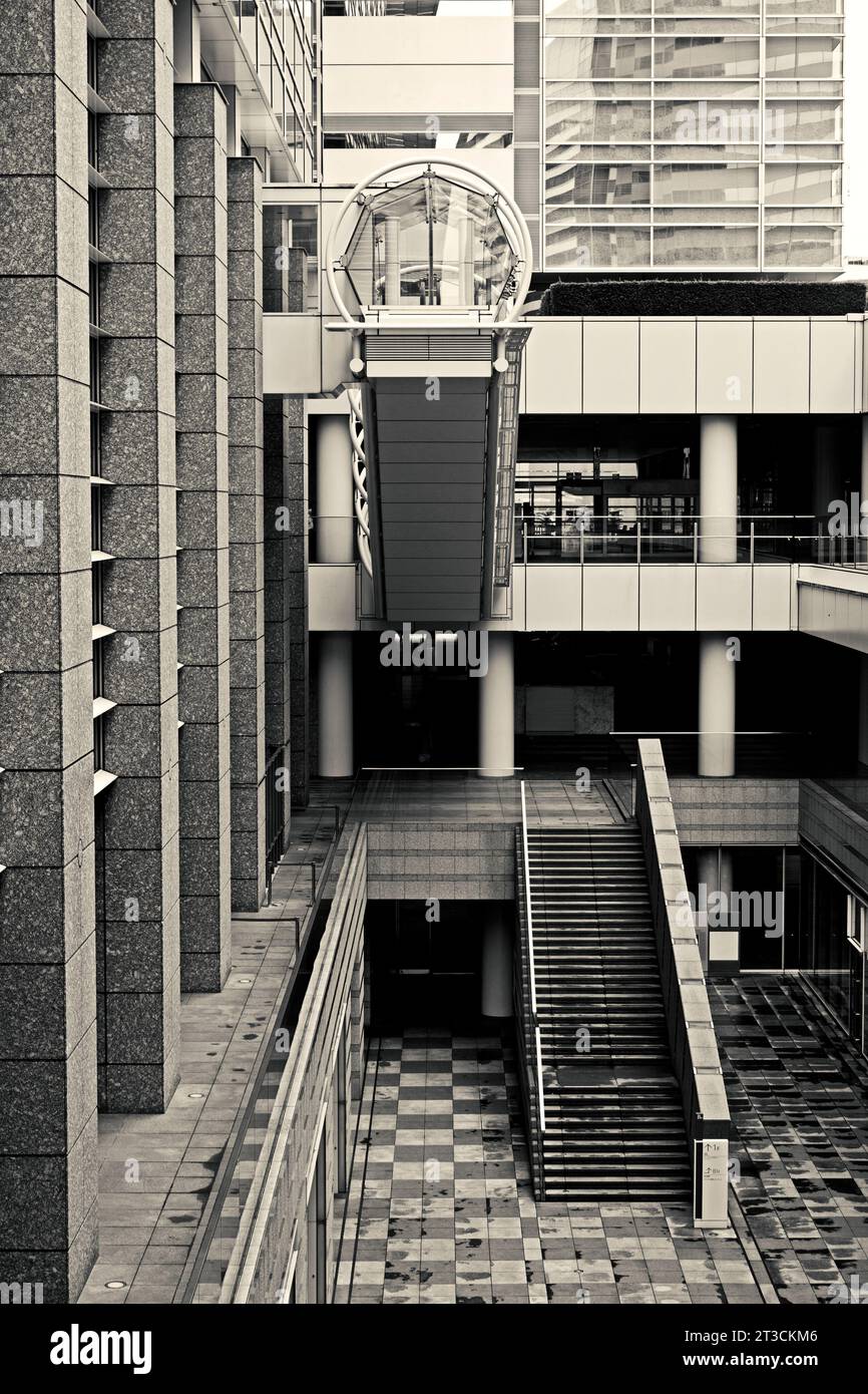 Tokyo Street View 'Architecture with an atrium built in the late 1990s' Stock Photo