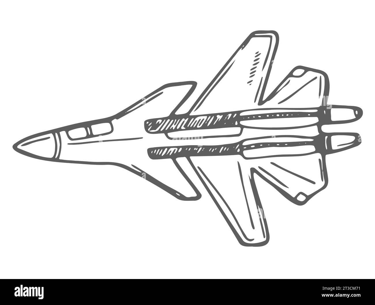 fighter jet doodle isolated on white Stock Vector