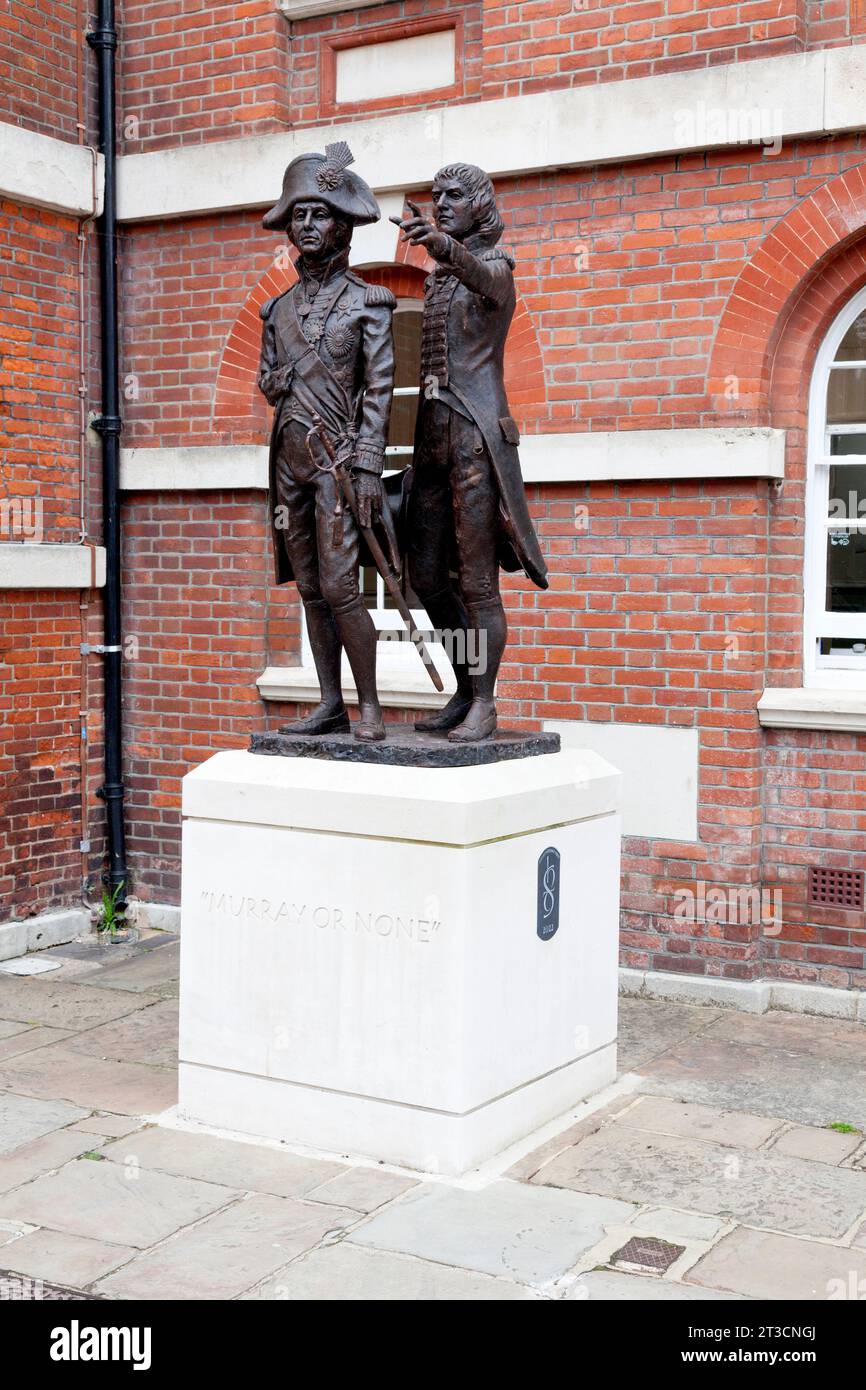 'Murray or None' sculpture of Admirals Nelson and Murray, Chichester, West Sussex Stock Photo