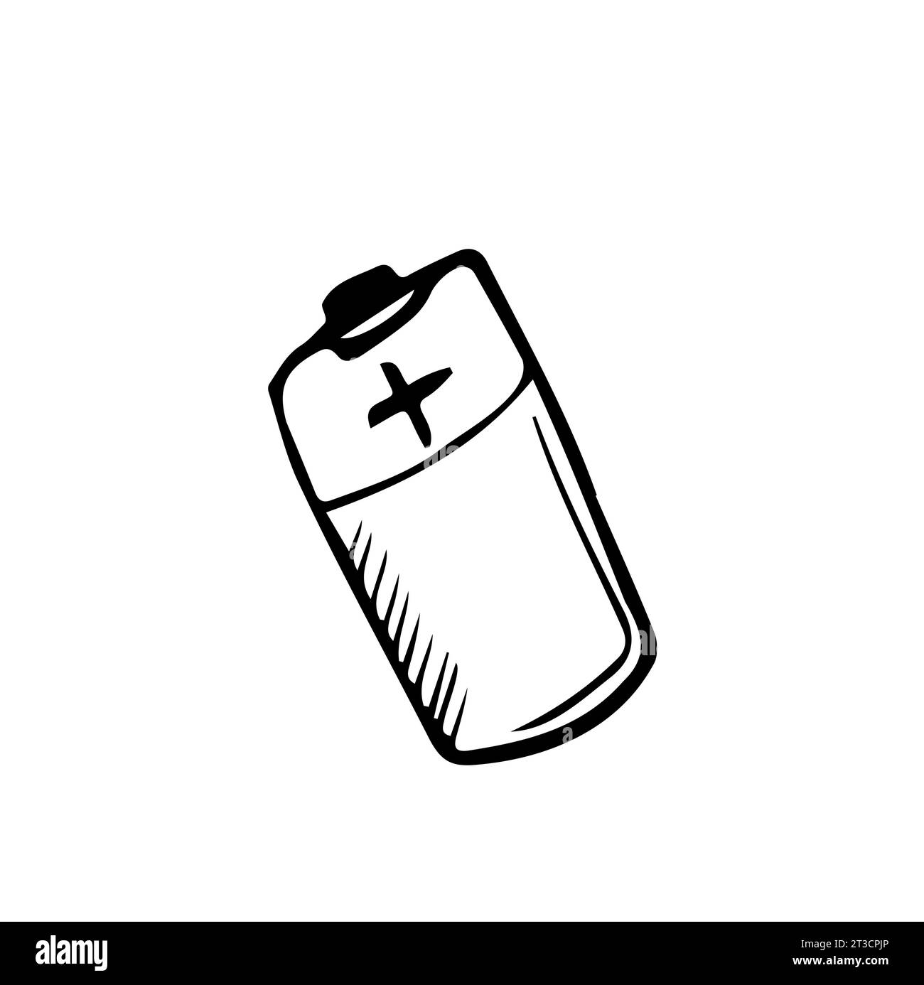 Doodle battery icon with cartoon style. Hand drawn vector battery