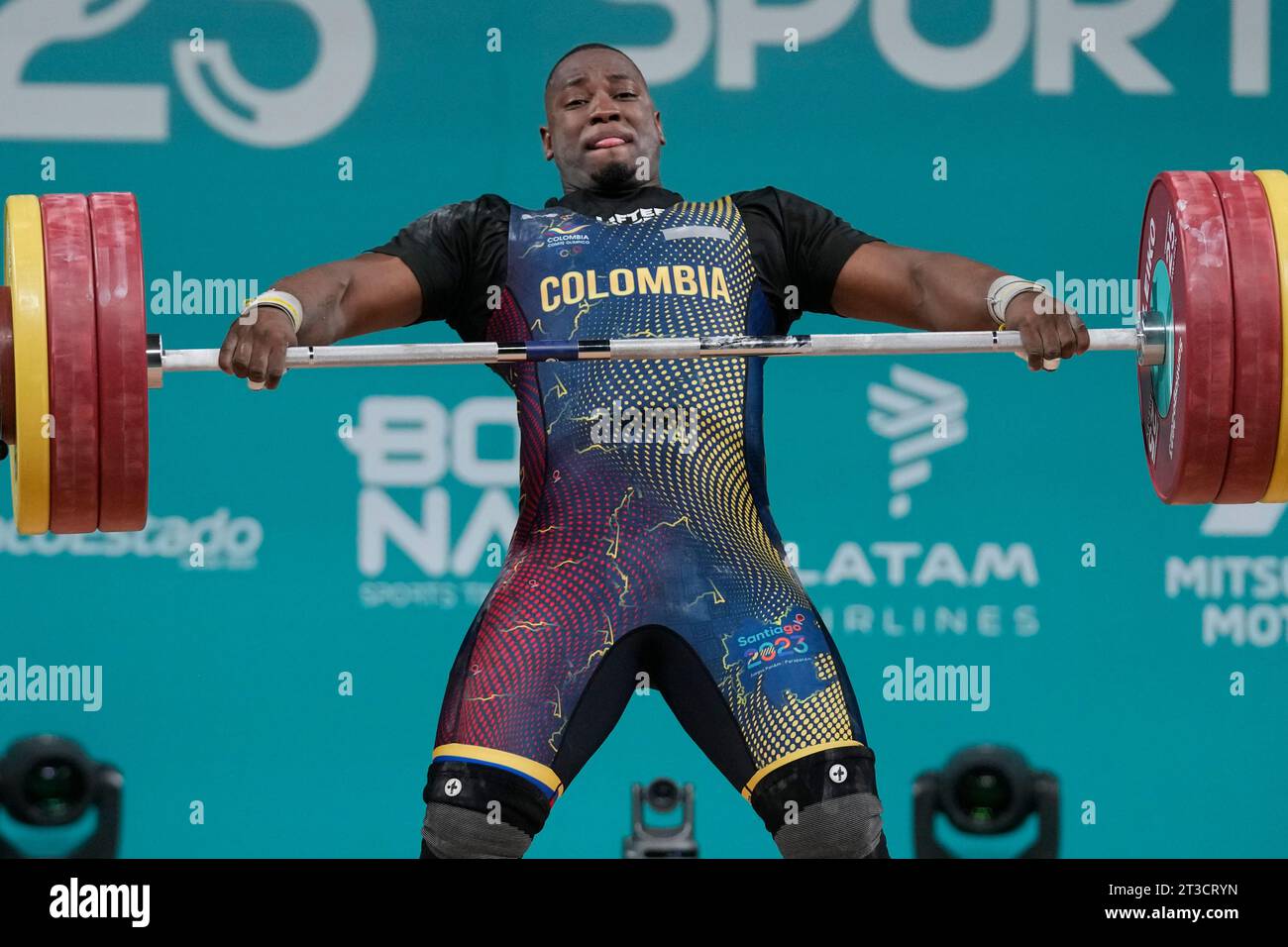 Colombia's Luis Quinonez competes in the men's 102kg weightlifting ...