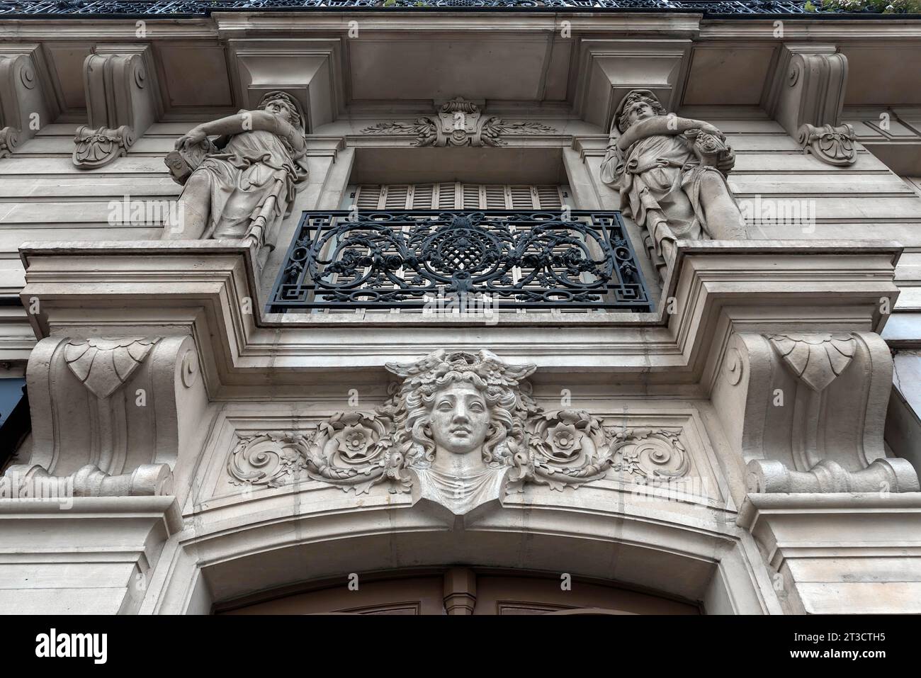 Detail of a decorative entrance portal c. 1870, Paris, France Stock Photo