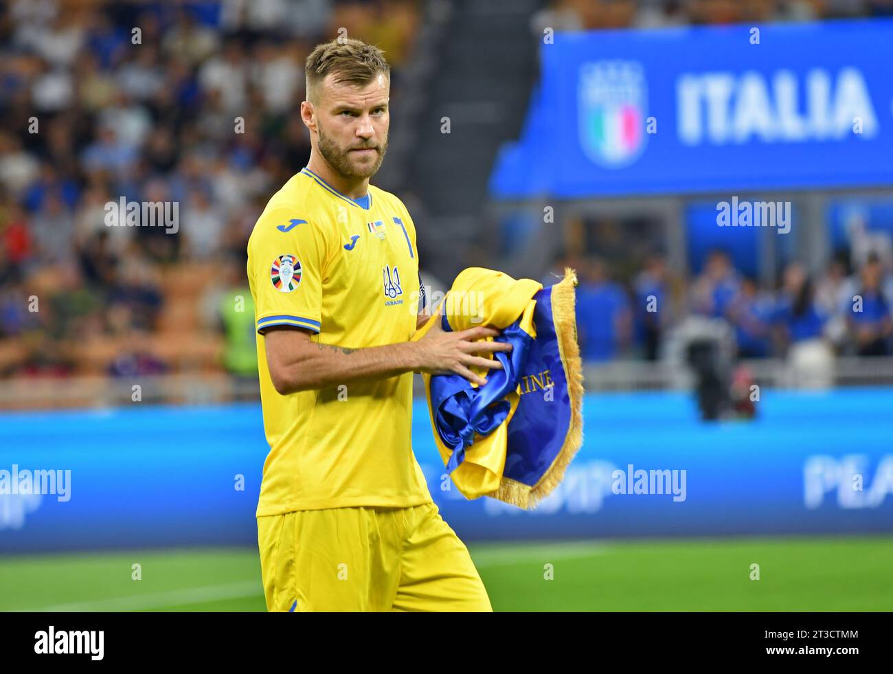 Milan, Italy - September 11, 2023: Player Andriy Yarmolenko of Ukraine goes to the pitch during the UEFA EURO 2024 Qualifying game Italy v Ukraine at Stadio San Siro in Milan Stock Photo