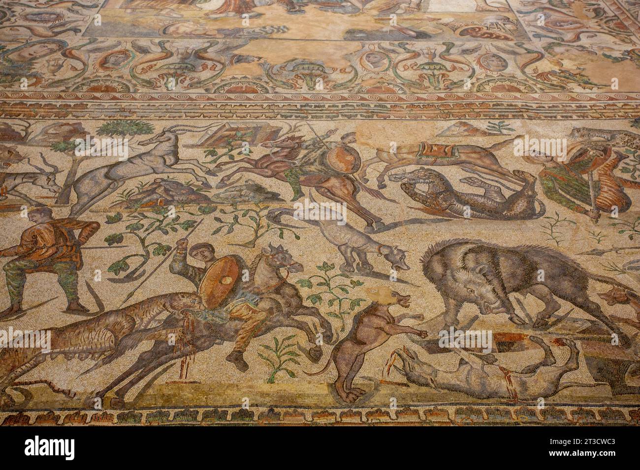 Roman mosaics at Villa Romana La Olmeda near Saldana North Western Spain Stock Photo