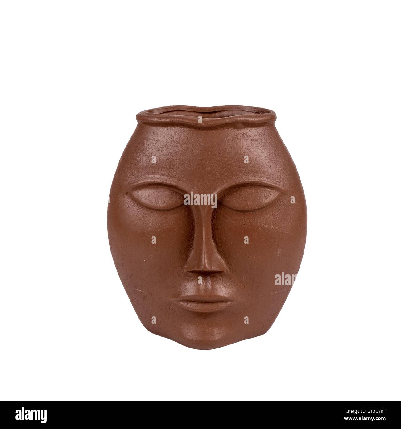 decorative ceramic brown vase isolated on white Stock Photo - Alamy