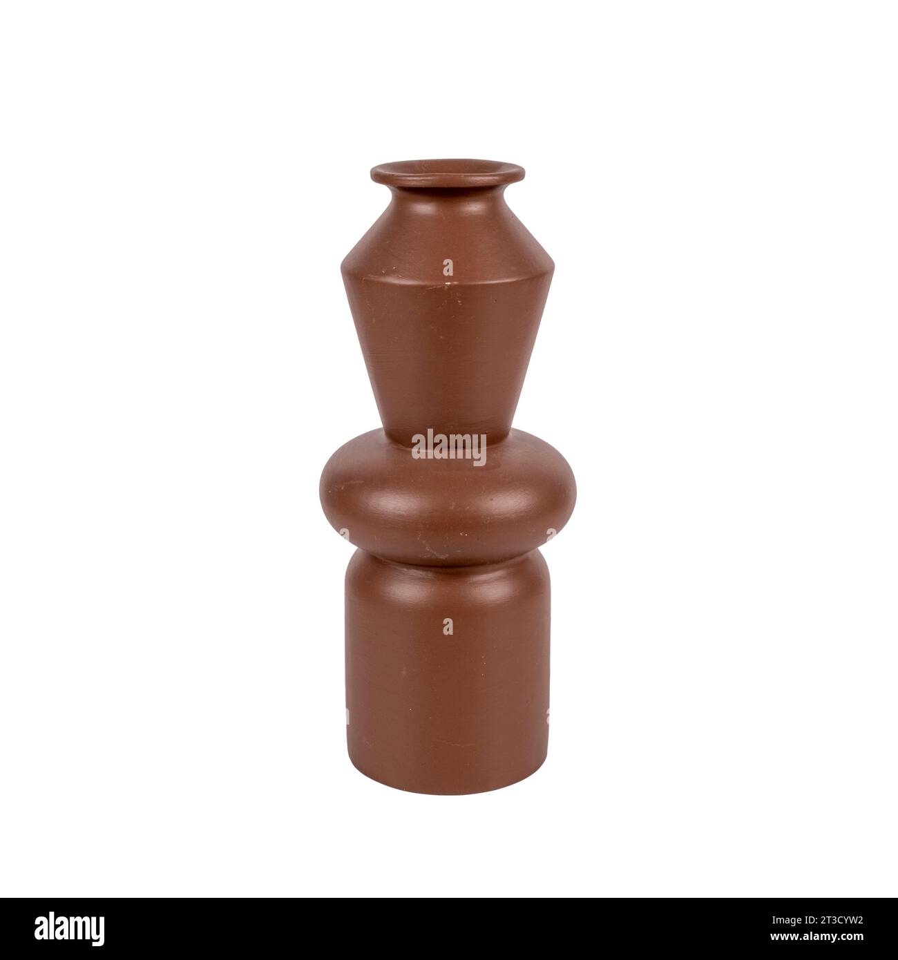 decorative ceramic brown vase isolated on white Stock Photo