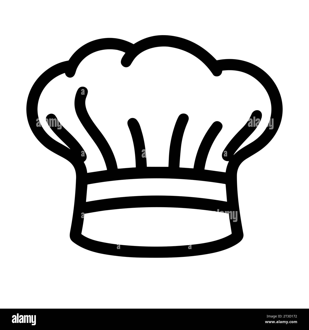 Chef hat icon. Drawing chef hat in flat design. Black isolated icon of