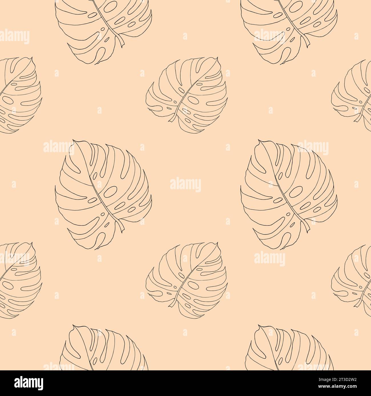 Seamless pattern with monstera leaves. Vector hand drawn print for fabric, textile, background, wallpapers Stock Vector