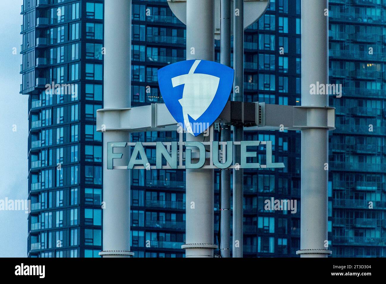 Toronto, ON, Canada – August 5, 2023: View at the Fanduel company sign in Toronto Stock Photo