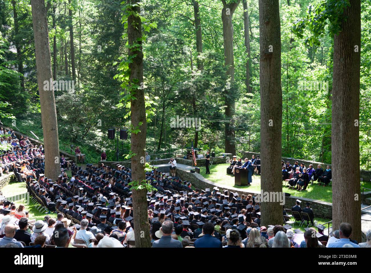 Graduation ceremony, Scott Outdoor Amphitheater, Swarthmore College, Swarthmore, Pennsylvania, USA Stock Photo