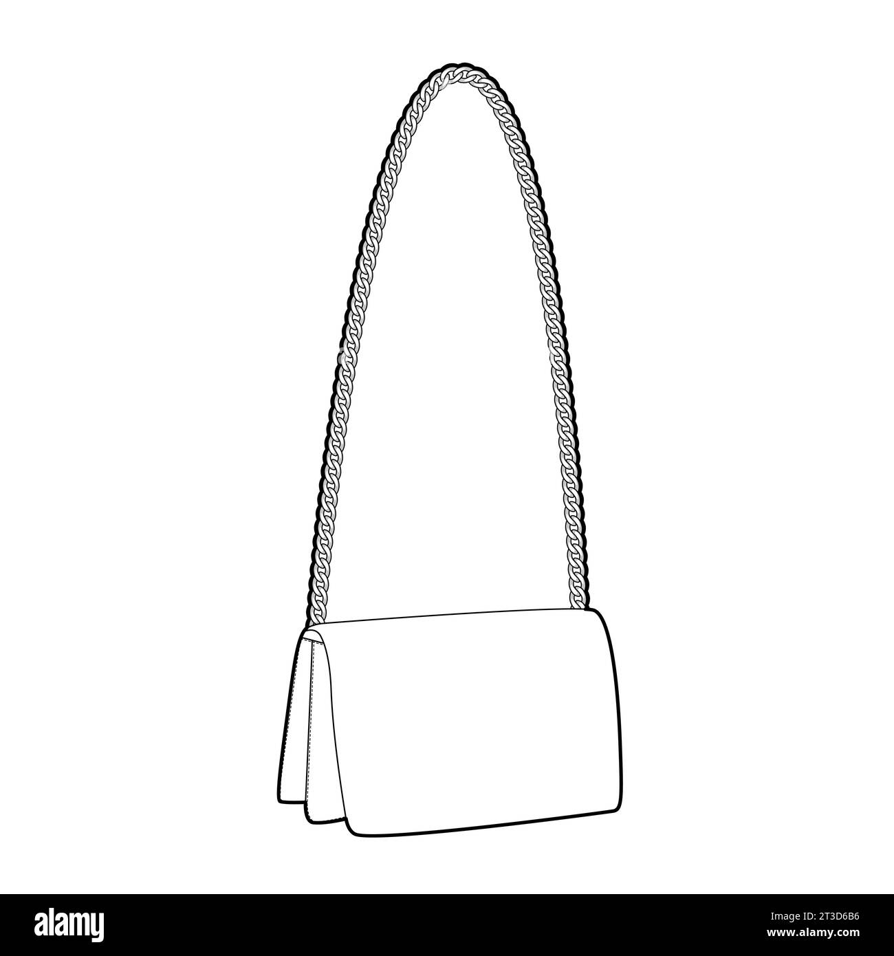 Chain-Strap Cross-Body Bag baguette silhouette bag. Fashion accessory ...