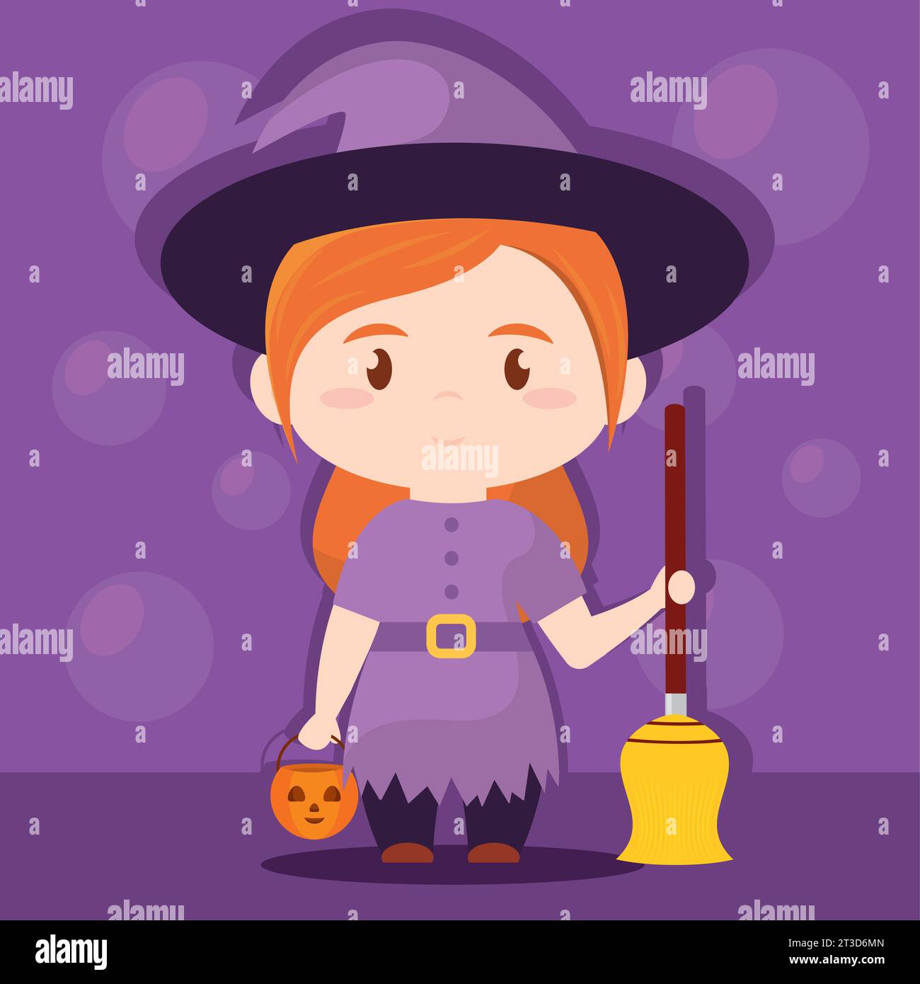 Cute kawaii witch costume Halloween season Vector Stock Vector Image ...