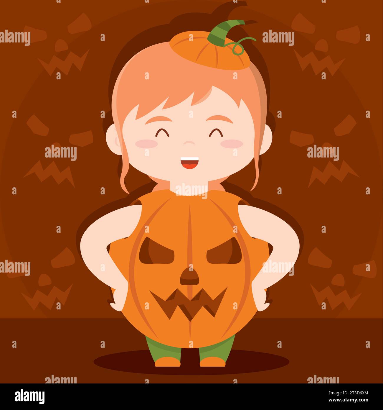 Cute kawaii pumpkin costume Halloween season Vector Stock Vector Image ...