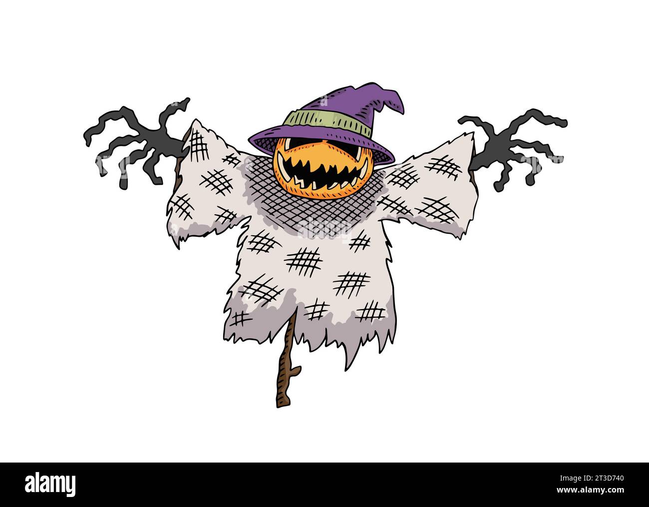 Halloween Scarecrow Monster Vector Hand Drawn Cartoon Doodle Art Stock Vector