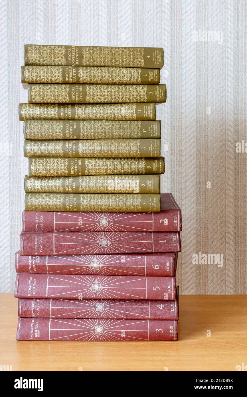 Old encyclopedias from the 70s Stock Photo Alamy