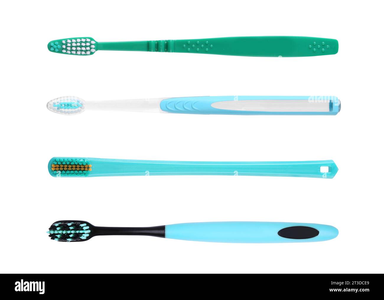 Set of different colorful toothbrushes on white background Stock Photo ...