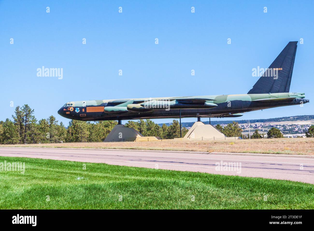B-52 bomber airplane on display at United States Air Force Academy in Colorado Springs, Colorado. Stock Photo