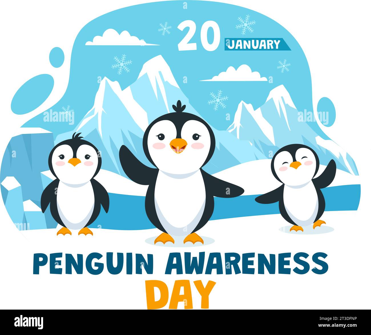 Penguin Awareness Day Vector Illustration on 20 January with Penguins and Iceberg to Conserve