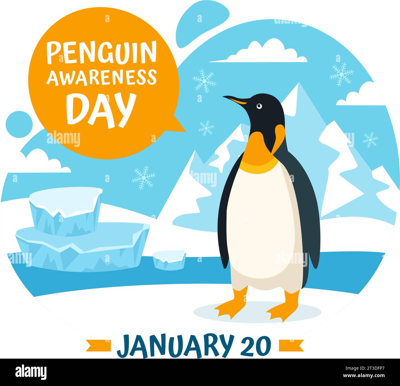 Penguin Awareness Day Vector Illustration on 20 January with Penguins and Iceberg to Conserve