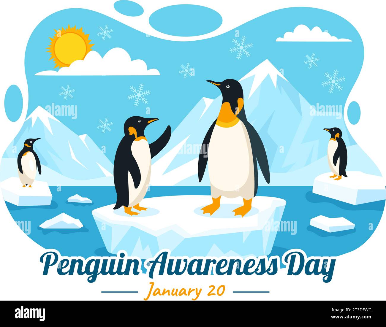 Penguin Awareness Day Vector Illustration on 20 January with Penguins