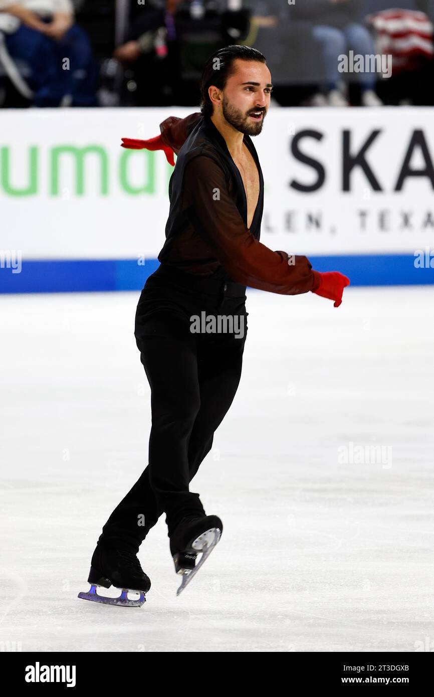 Kevin Aymoz, of France, competes in the men's free skate program during
