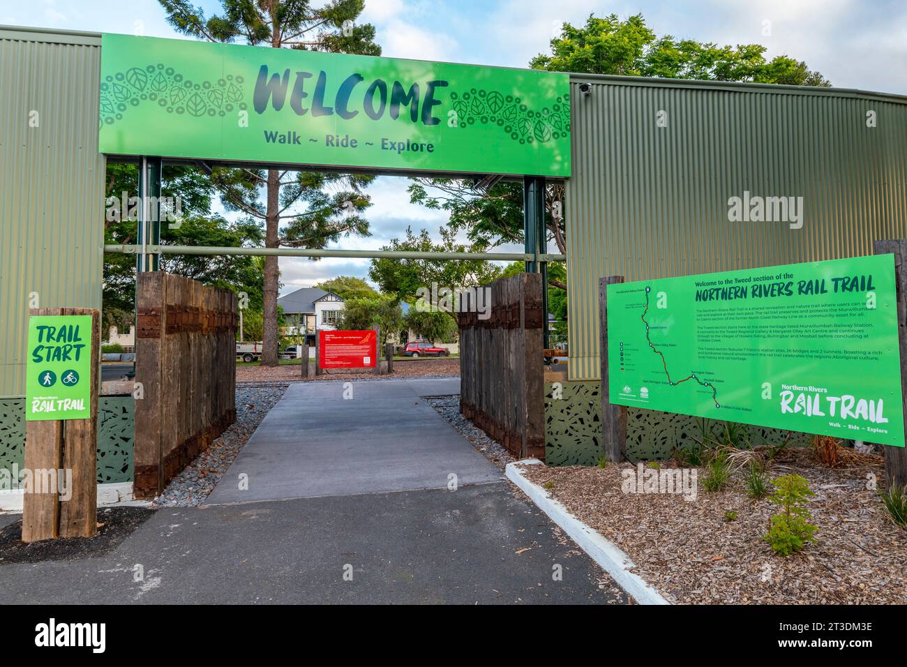 entrance to the Northern Rivers Rail Trail in Murwillumbah in northern new south wales Stock