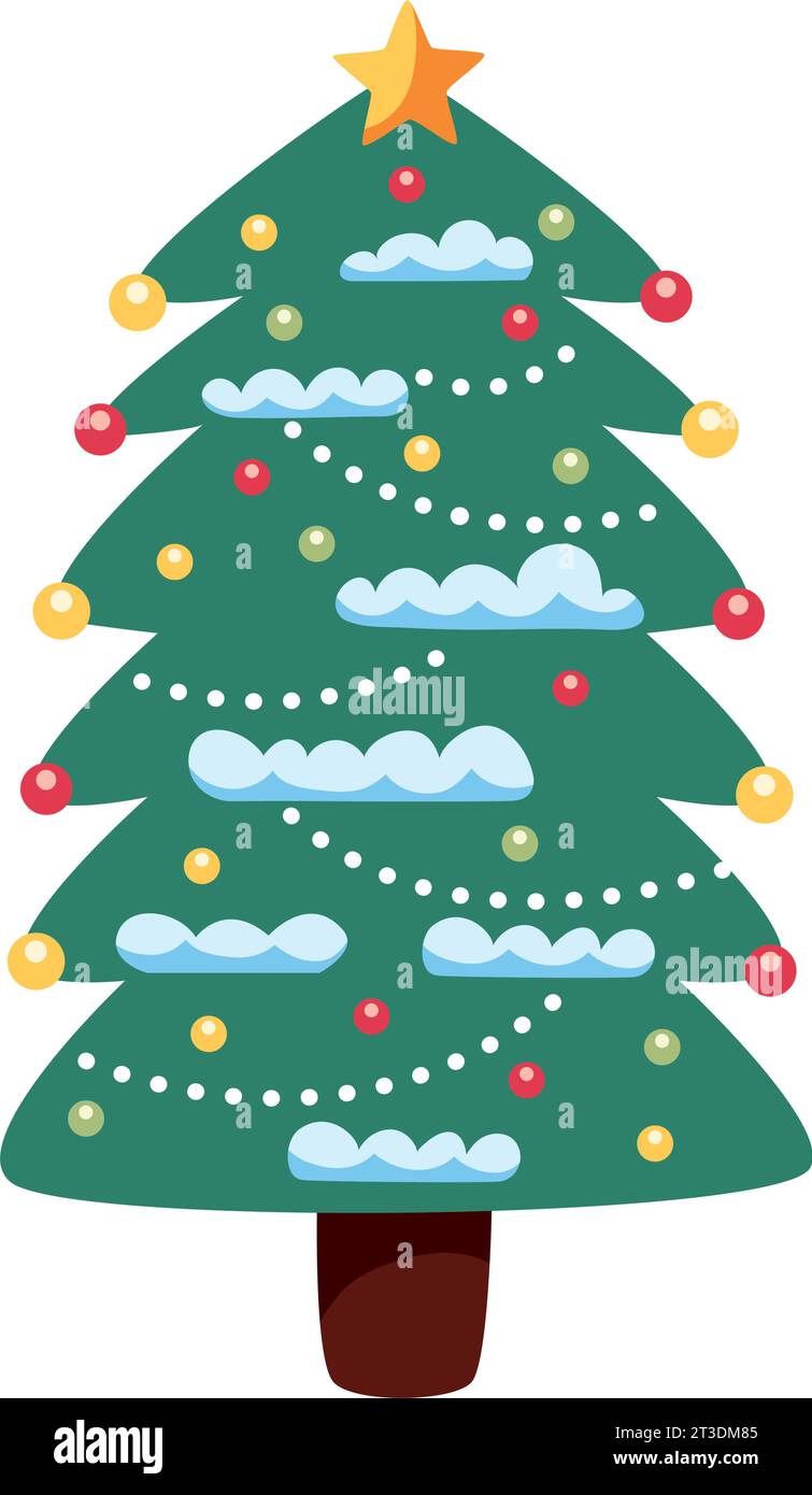 christmas tree with snow vector isolated Stock Vector Image & Art - Alamy