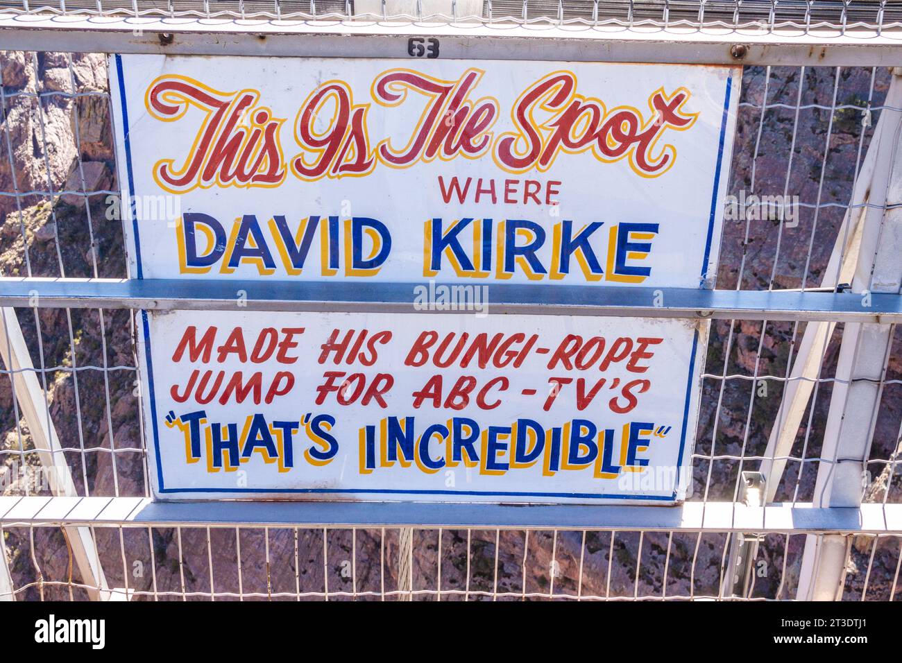 Information sign on Royal Suspension Bridge in Colorado. This