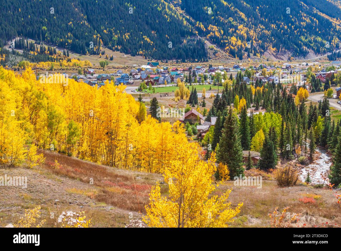Colorful historic buidlings in the old mining town of Silverton