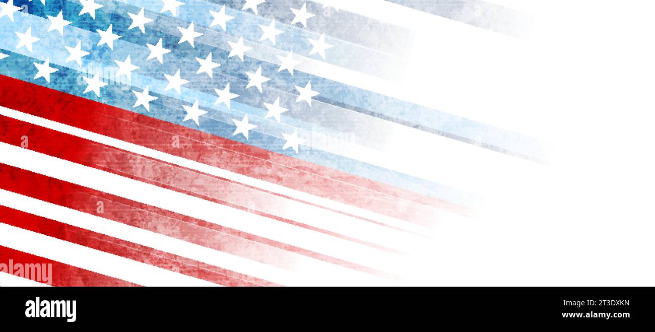 USA colors, stars and stripes abstract grunge design. Independence Day modern vector background. Corporate concept american flag Stock Vector