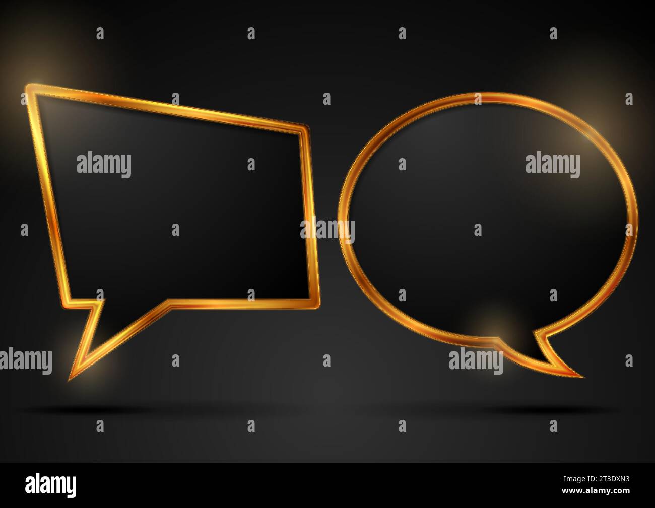 Shiny golden speech bubbles abstract vector design Stock Vector