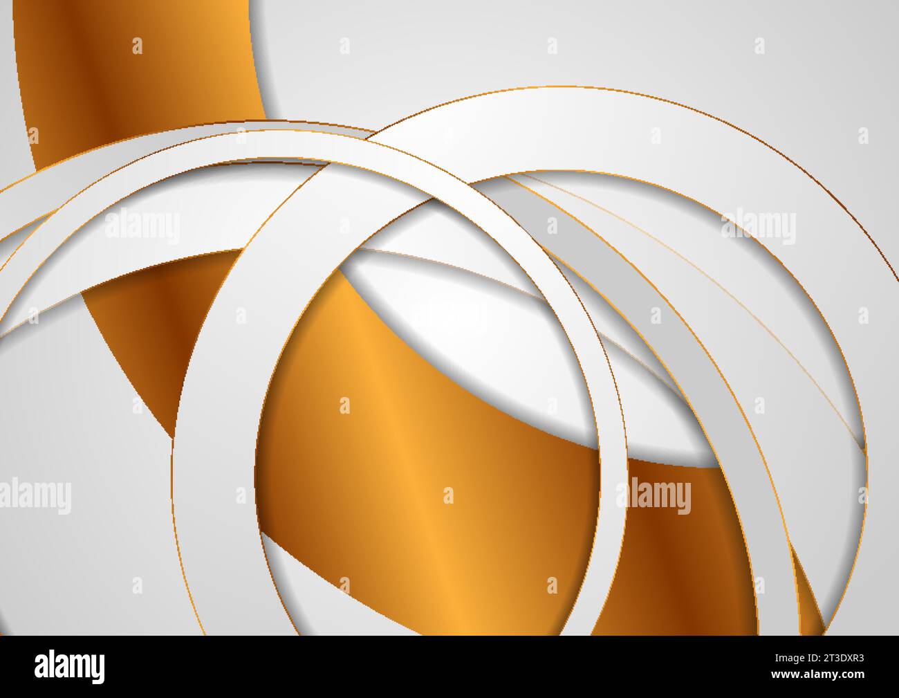 Grey and bronze circles abstract geometric background. Vector tech design Stock Vector
