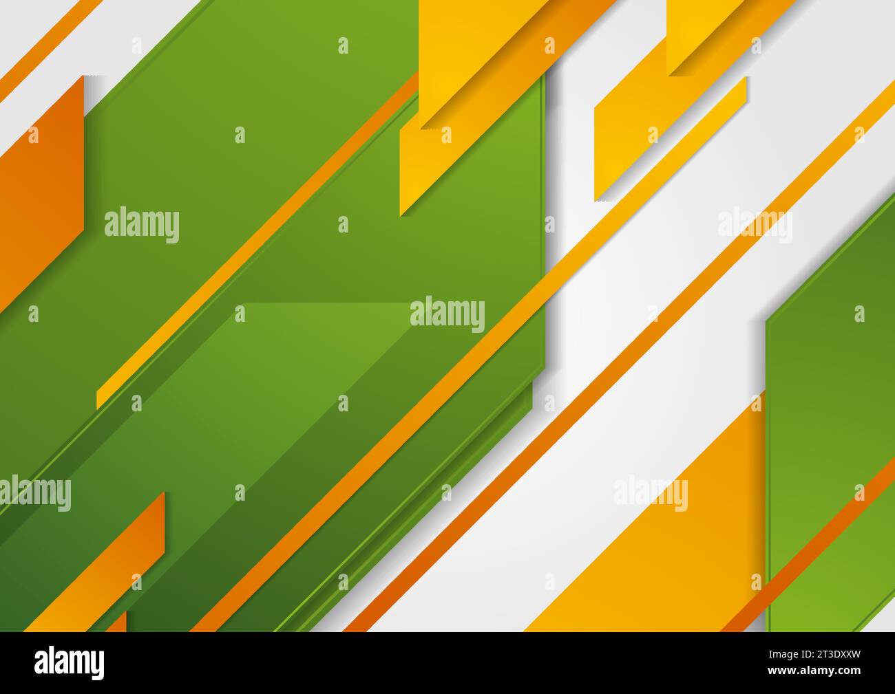 Contrast green orange geometric tech abstract background. Vector design Stock Vector