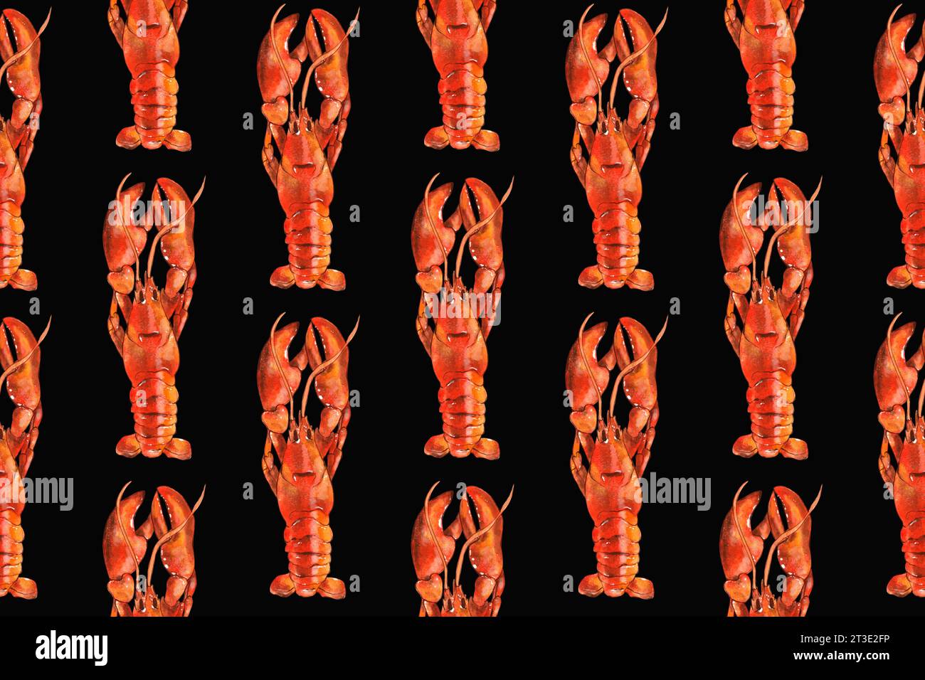 Seamless seafood pattern with lobster. Food background in sketch style ...