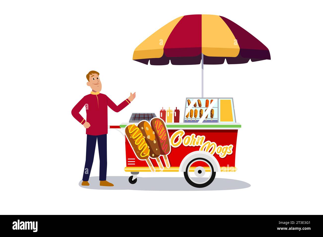 A vector illustration of Hotdogs Food Stand Vendor Stock Vector Image