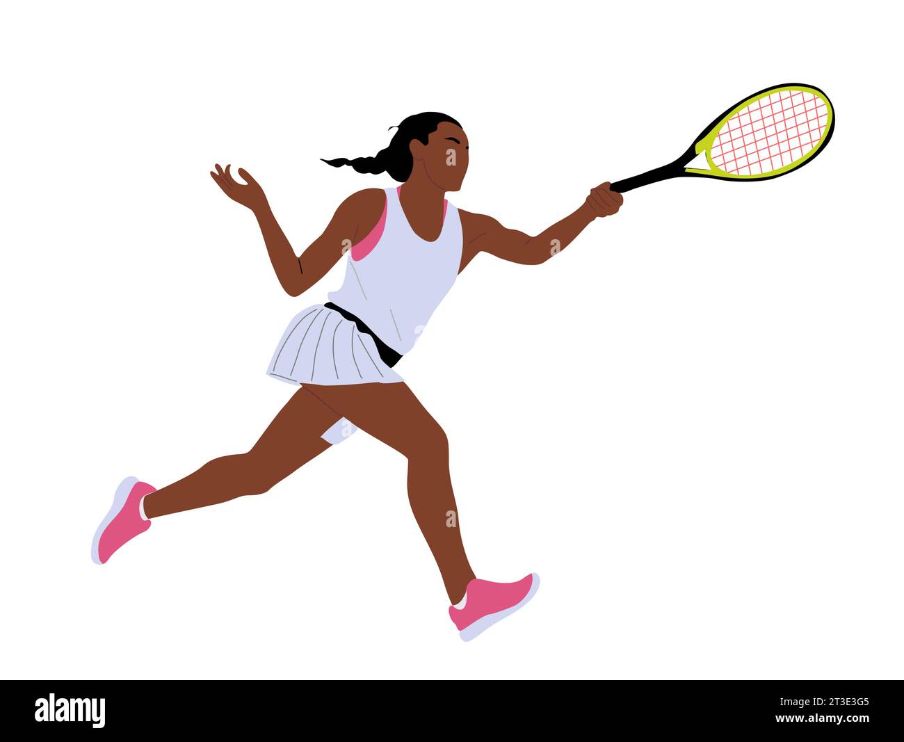 Black sports woman big tennis player vector. Stock Vector