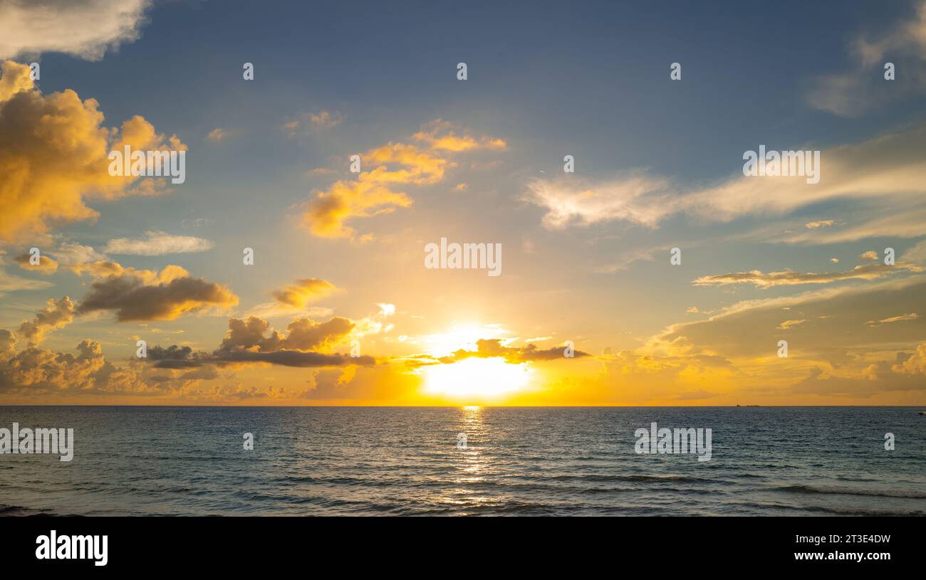 Sea beach with sky sunset or sunrise. Cloudscape over the sunset sea ...