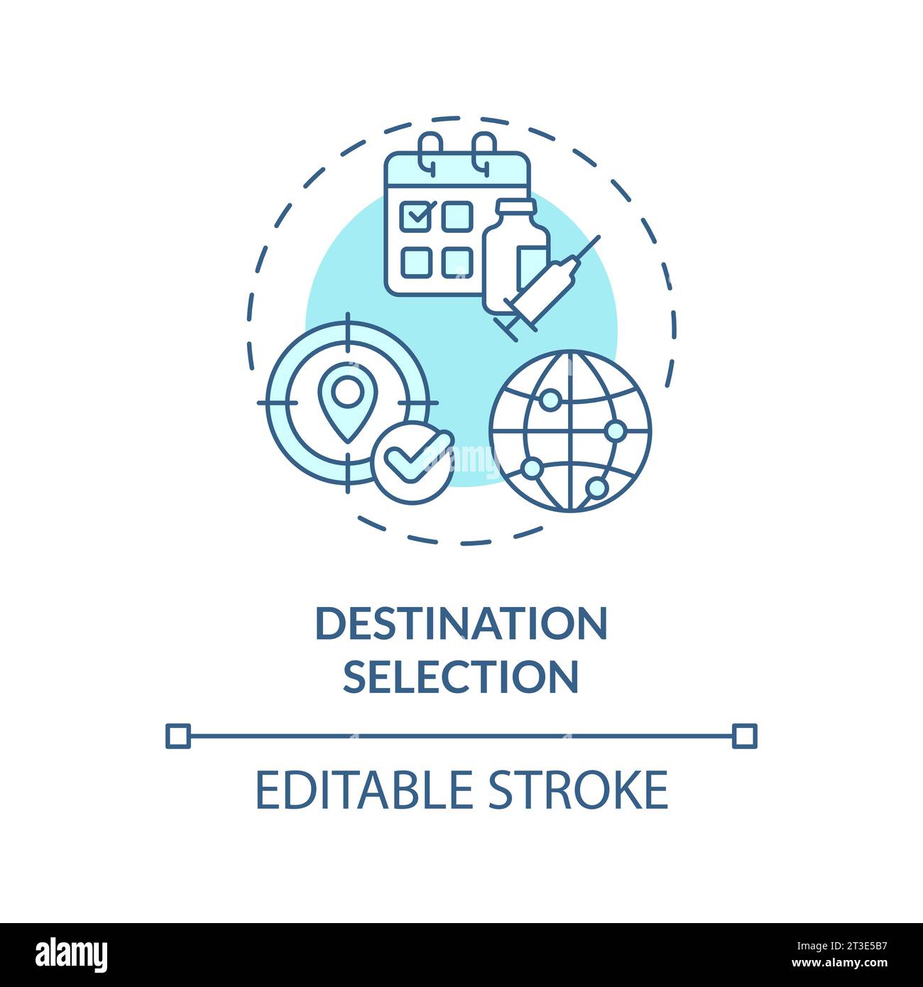 2D thin line blue icon destination selection concept Stock Vector