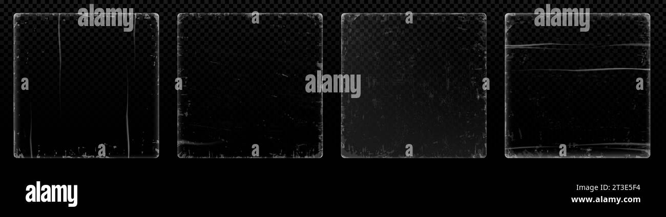 Worn grunge vinyl frame - realistic transparent vector illustration ...